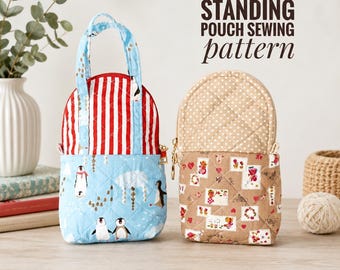 Patrón de costura para bolso acolchado con base, ideal para principiantes, con plantillas y videotutorial.