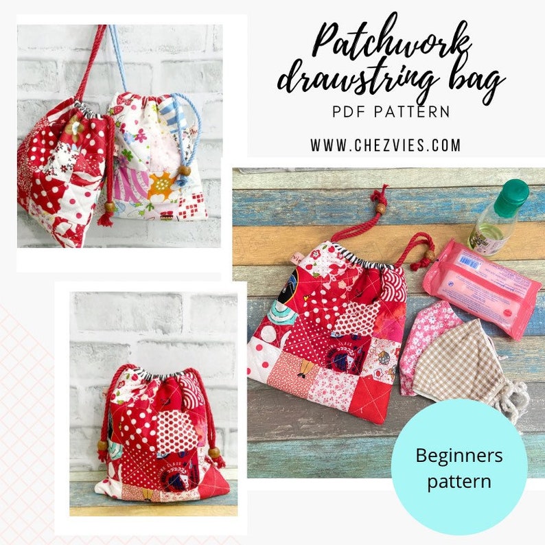 DIY Drawstring Bag Pattern Tutorials for Beginners Small Etsy