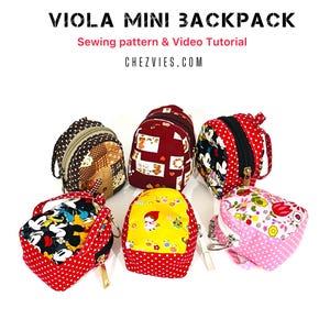 Mini-Rucksackmuster und Video-Tutorial, Micro-Schlüsselanhänger-Rucksack, Puppenrucksack, Mini-Rucksack, digitales Muster mit Vorlagen in Originalgröße
