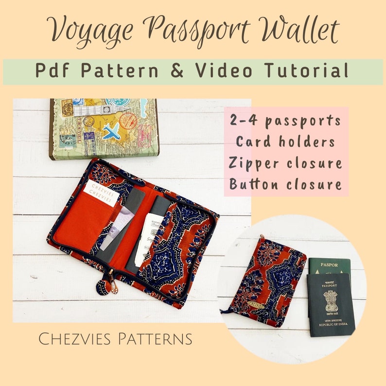 Passport Wallet PDF Sewing Pattern: Voyage Design With Video - Etsy