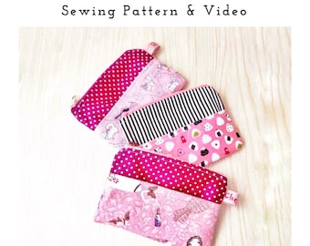 Small Zippered Tissue Pouch Sewing Pattern With Full Templates and Video Tutorial, Small Zipper Wallet Pdf, Tissue Holder Pattern