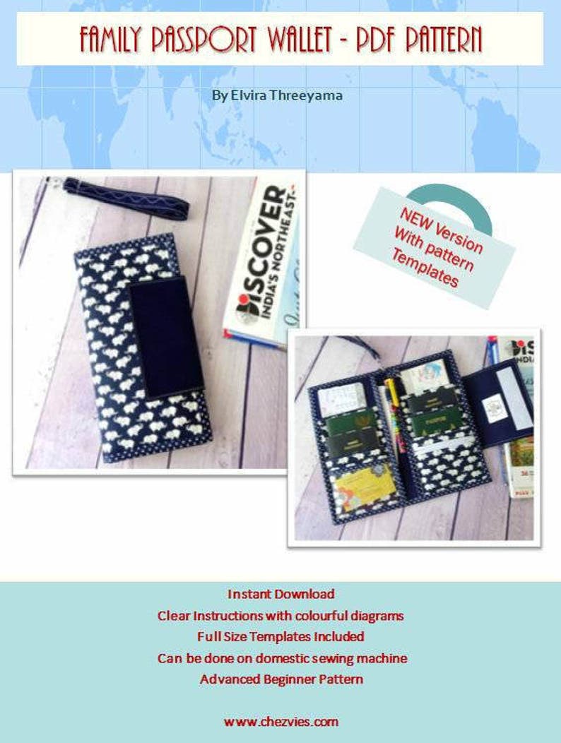 Family Passport Travel Holder PDF SEWING PATTERN Hold 6 Etsy