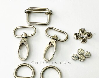 Bag Hardware Kit 1" Adjustable Strap Hardware, Bag Making Supplies, Nickel