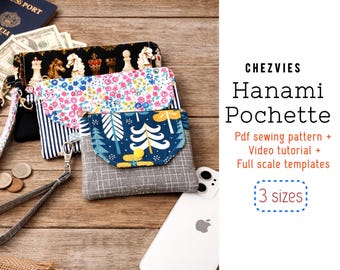 Hanami Wristlet Wallet Sewing Pattern – 3 Sizes, Video Tutorial (PDF Pattern)