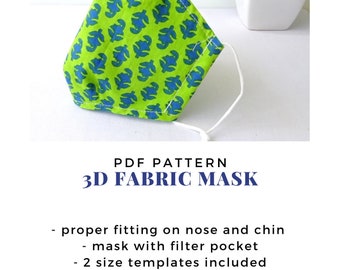 Face Mask Pattern PDF Bundle, Extra Spacious KN94 Style Mask, Fitted Face Mask, Pleated Mask, Face Shield, Multiple Size with Video Tutorial