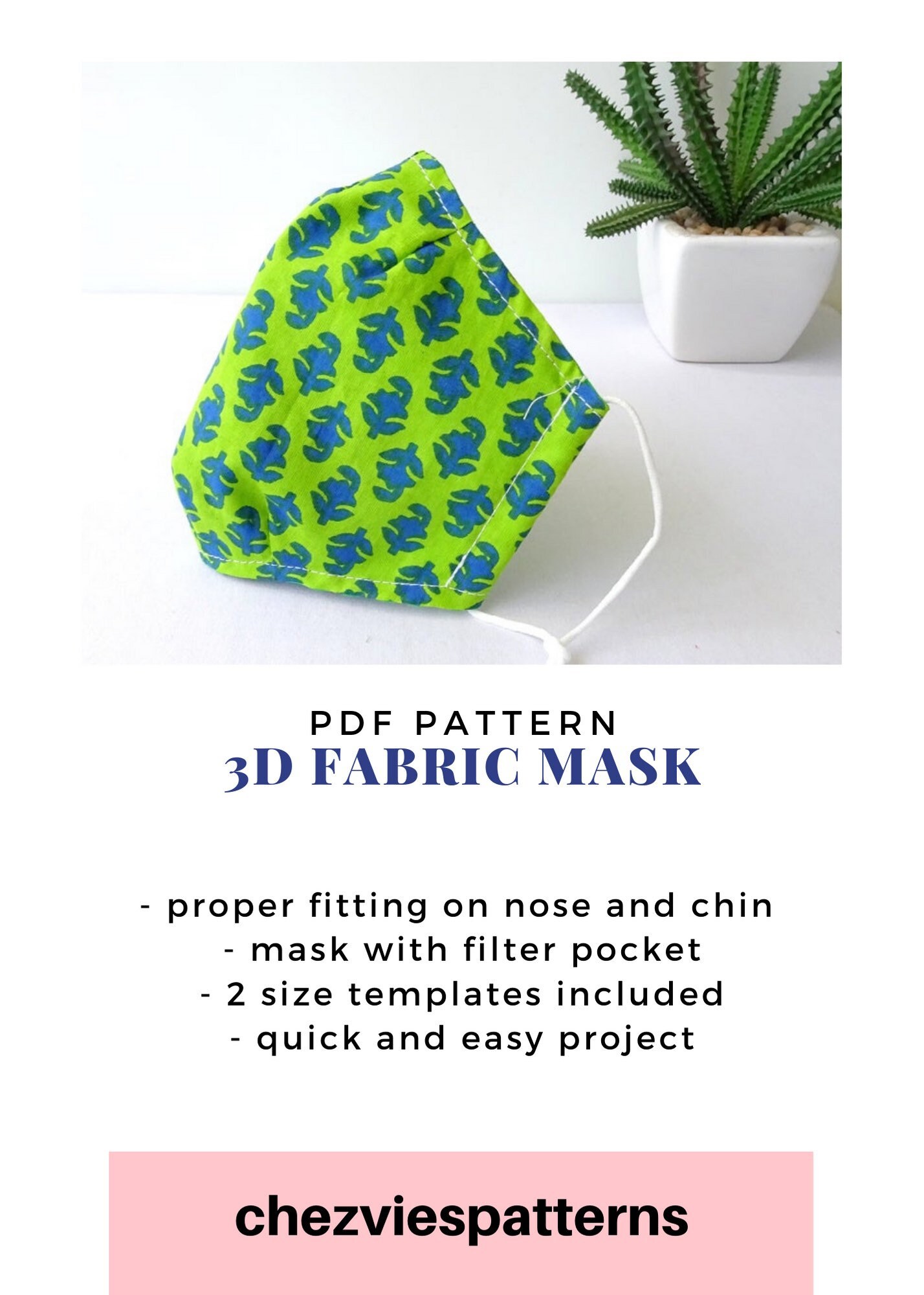 Face Mask Pdf Pattern Bundle Spacious Singer Mask Pleated Etsy