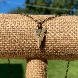 Arrow Head Pendant Necklace, Bronze Arrow Head Necklace, Arrow Head Pendant, Bronze Necklace