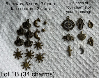 Custom Bronze Charm Lot, 34 or 24 ct, Bulk Charm Lot, Mixed Charm Lot, Bronze Charm Mix, Variety, Bulk Bronze Charms, Charm Assortment