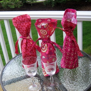 All Occasion Wine Gift Bags with ties, Eco Friendly Bags, Sustainable Bags, Washable Bags, Reusable Bags, 3 in a package, Beverage Gift Bag