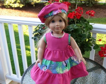 Ruffled Doll Dress with Beret, Fits 18 inch Dolls