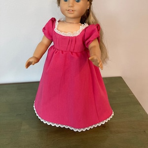 Victorian, Historic, Vintage Doll Clothes, Print Lace trimmed Doll Dress, fits Am Girl and other 18 inch dolls, Doll Wardrobe