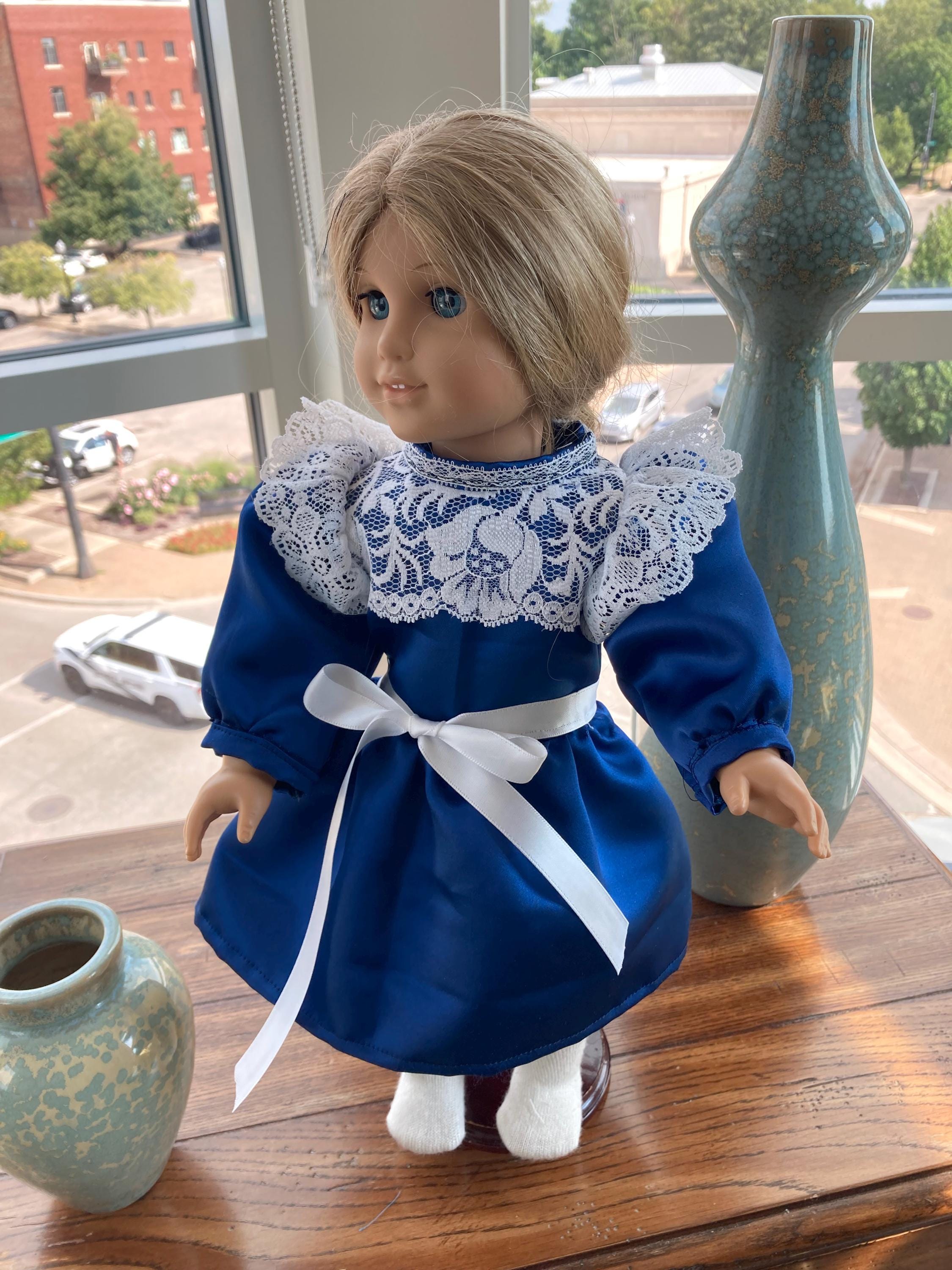 Samantha Victorian Taffeta Doll Dress, Lace Trim, Fits 18 Inch American Girl Dolls