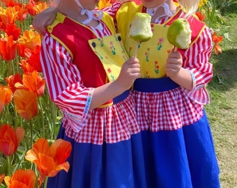 Isle of Marken Children's Dutch Costume, Holland Tulip Time Festival Girl Dutch Costume, 8 piece costume, Historic Costume, Festival Costume