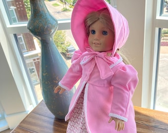Victorian, Historic, Vintage Doll Dress, Coat and Bonnet, fits American Girl and other 18 inch dolls, Doll Wardrobe, Doll Dresses,Coats,Hats