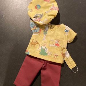 Doctor and Nurse Scrubs, Surgical Hat, Mask, 3 or 4 piece set for Am Girl and 18&quot; dolls, Doll Scrubs and lab coat or Scrubs and Hat and Mask