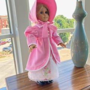 Viktorianisches, Vintage Puppenkleid, Mantel und Mütze, passend für American Girl und andere 18 Zoll Puppen, Puppenkleiderschrank, Puppenkleider,Mäntel,Hüte