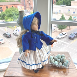 Puppen Kleidung Set: Kleid, kurze Jacke, Spitzenbesatz, viktorianisches Regency Ära, passend für Am Girl und andere 45 cm große Puppen