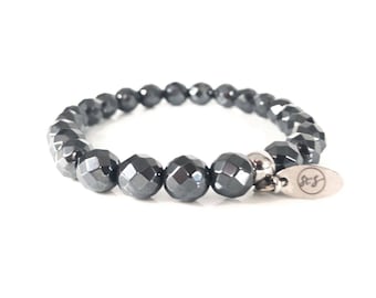 Hematite gemstone bracelet, unisex gemstone bracelet