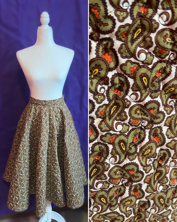 Vintage 60s/70s Quilted Paisley Circle Skirt