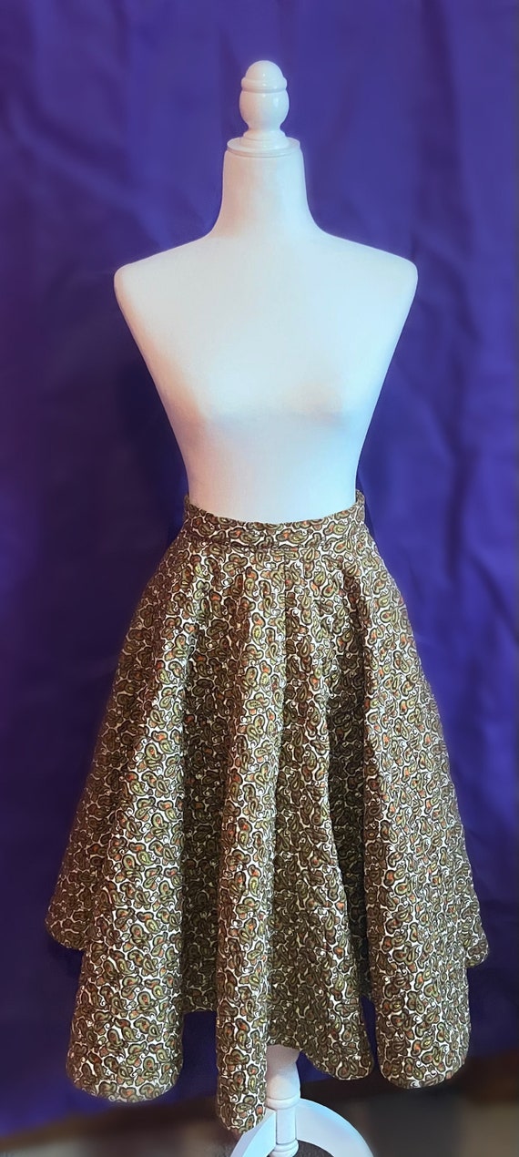 Vintage 60s/70s Quilted Paisley Circle Skirt - image 2