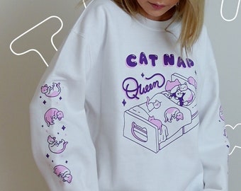 Cat Nap Queen Crewneck Sweat Shirt