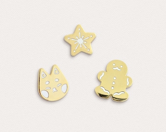 Gingerbread Man Pin - Shiba Inu Pin - Christmas Star Pin