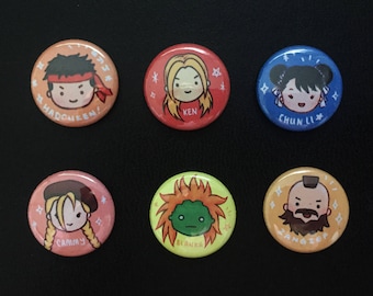 Street Fighter - Cyfrowo ilustrowany 1-calowy zestaw guzików