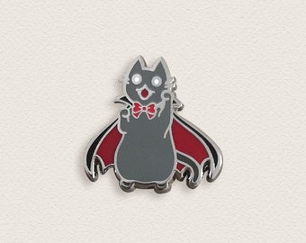 Vampire Cat Enamel Pin Halloween Themed