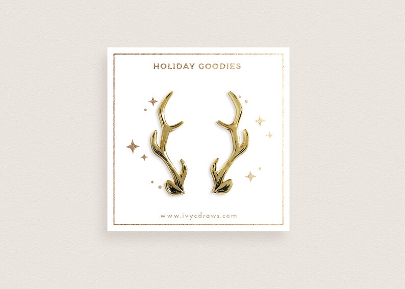 Reindeer Antlers Deer Antlers Christmas Antlers Gold Antlers Collar Pins image 2