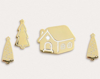 Gingerbread House Pin - Christmas Tree Pin - Gingerbread Man Pin