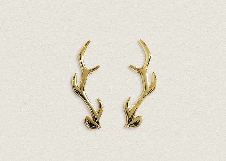 Reindeer Antlers Deer Antlers Christmas Antlers Gold Antlers Collar Pins image 1