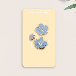 Forget Me Not Flowers Pin - 14K Gold Plating