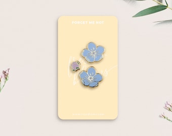 Forget Me Not Flowers Pin - 14K Gold Plating