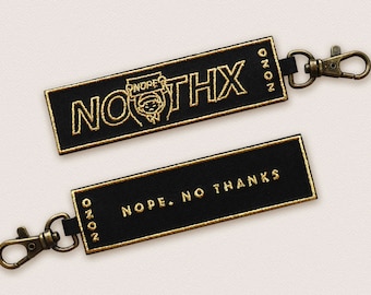 Nope Flight Tag Keychain - Angry Boy - No Thanks - Sign Guy