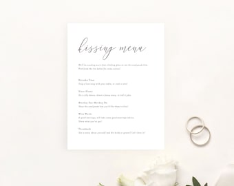 Kissing Menu, Wedding Ideas, Wedding Games, Wedding Kissing Menu