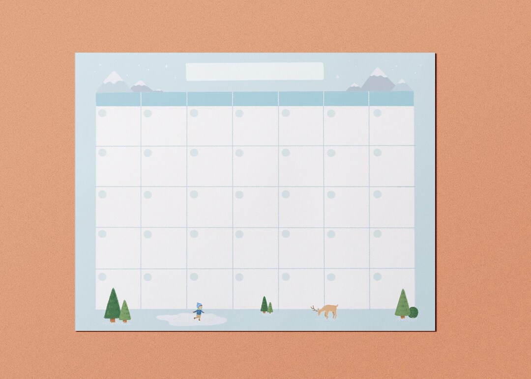 Winter Blank Calendar Printable | Instant Download - Etsy