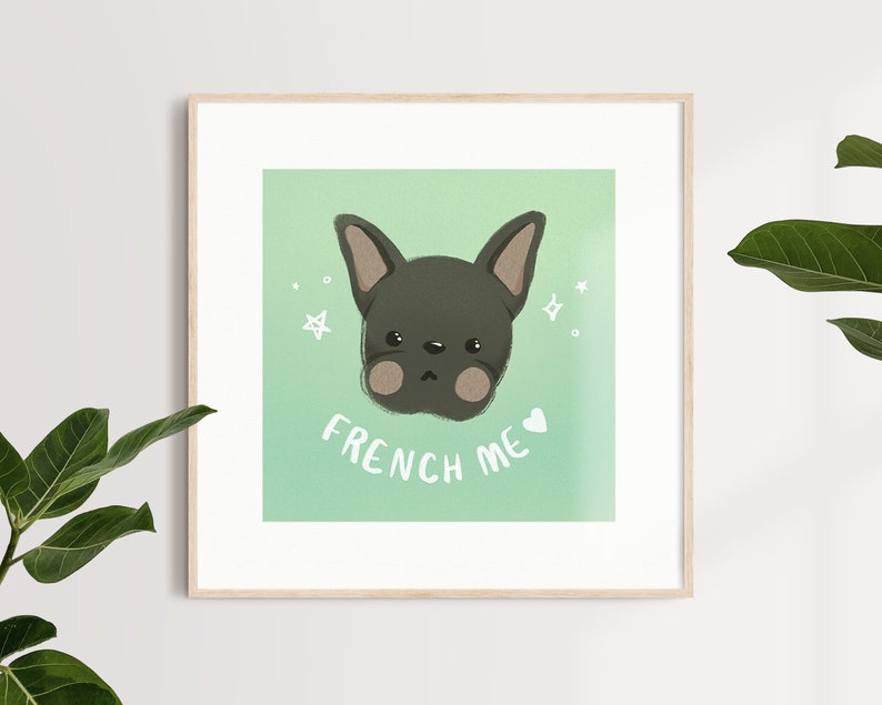 French Bulldog Art Print Cute Digital Illustration image 1