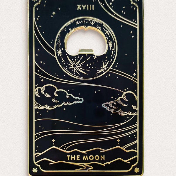 Moon Tarot Bottle Opener Black