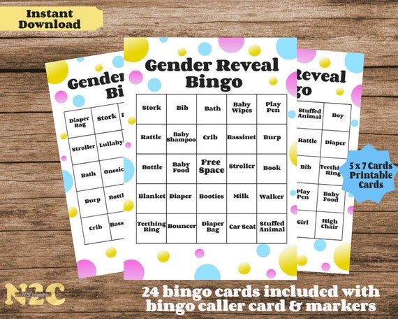 Printable Gender Reveal Bingo Games Instant Download Polka - Etsy Hong Kong