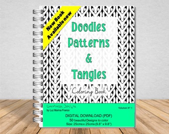 COLORING BOOK| Intricate Doodles Patterns & Tangles to color| Zentangle Inspired| Instant Download| 50 Printable Designs PDF.