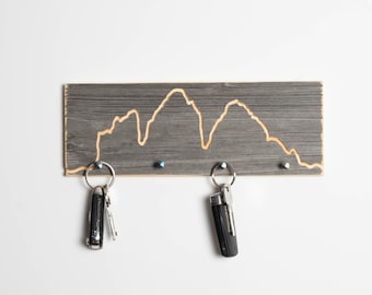 Schlüsselbrett Drei Zinnen Motiv Altholz | Schlüsselhalter Südtirol Schlüsselbrett-Holz Wanddekoration