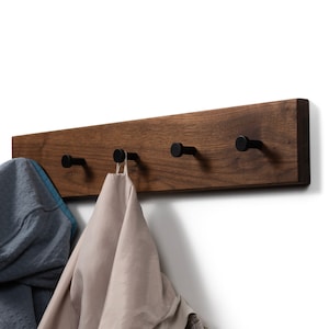 Coat Rack walnut wood Coat Hooks Coat Stand Wall Hooks Wardrobe image 1