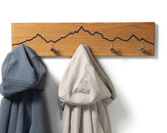 Coat Rack mountain contour I old wood I Coat Hooks Wardrobe I wall mounted rack