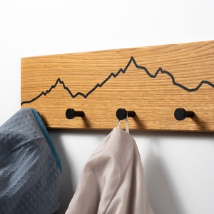 Coat Rack mountain contour I old wood I Coat Hooks Wardrobe I wall mounted rack