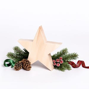 Houten ster van Zwitsers grenenhout, kerstster van Zwitsers grenenhout, adventskalender, grote houten sterren | diverse maten | massief hout