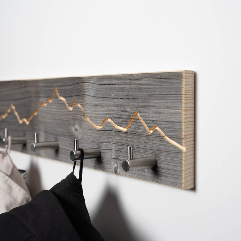 Coat Rack mountain contour I old wood I Coat Hooks Wardrobe I wall mounted rack zdjęcie 1