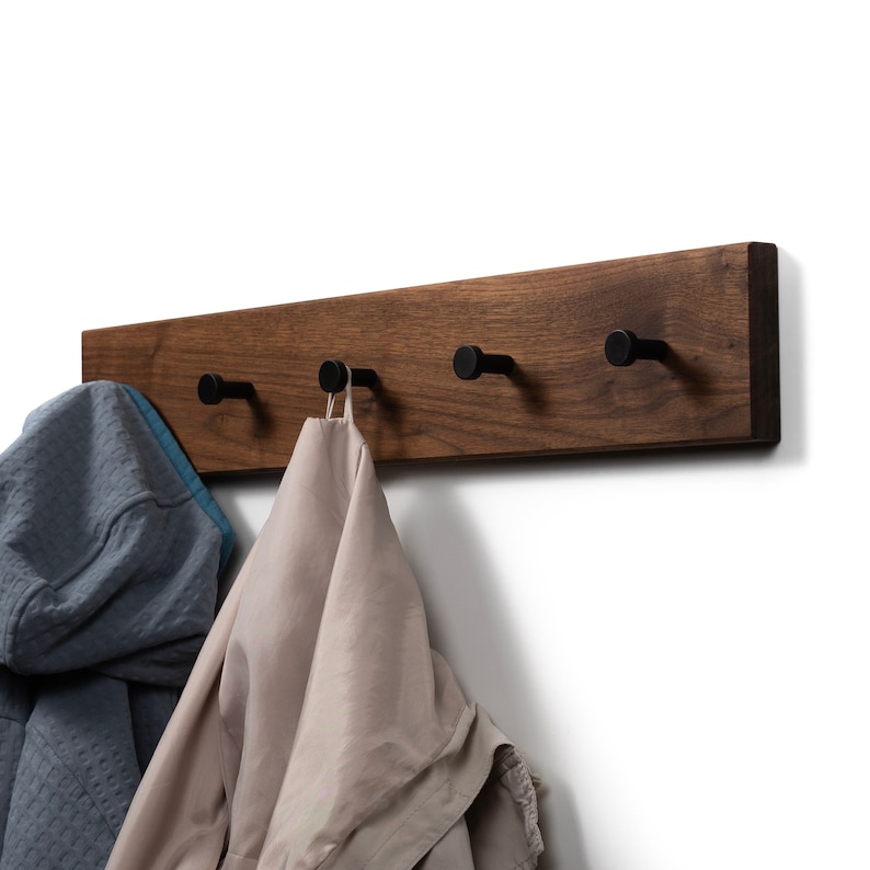 Coat Rack walnut wood Coat Hooks Coat Stand Wall Hooks Wardrobe image 1