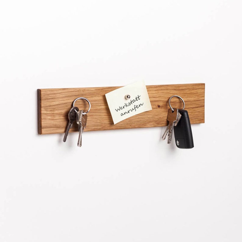 etsy.com | Magnetisches Schlüsselbrett aus Holz Eiche 30cm | Schlüsselbrett Magnet