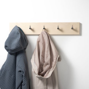 Coat Rack Wood Coat Hooks Coat Stand Wall Hooks Wardrobe Ahorn - Haken silber