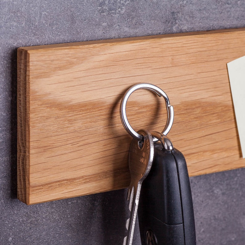 Toetsenbord hout magnetisch 45 cm messenstrip I sleutelbakje eiken I sleutelhanger I sleutelhangermagneet afbeelding 2